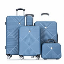 Tripcomp Luggage Sets 4 Piece Suitcase Set (14/20/24/28)Hardside Suitcase with Spinner Wheels Lightweight Carry On Luggage(Blue)