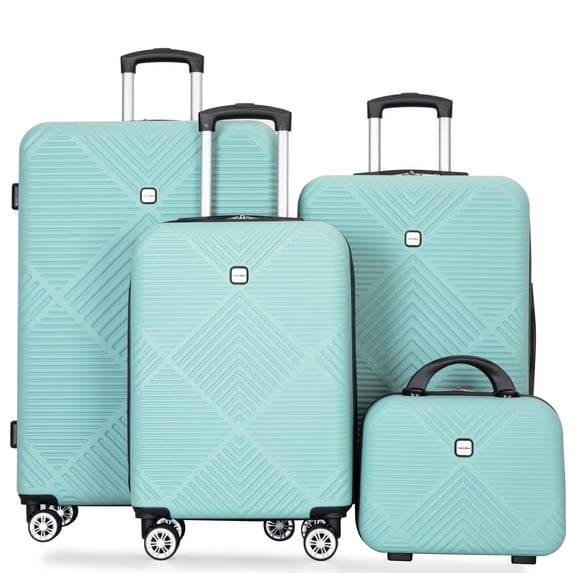 Tripcomp Luggage Sets 4 Piece Suitcase Set (14/20/24/28)Hardside Suitcase with Spinner Wheels Lightweight Carry on Luggage(Light Blue)