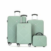 Tripcomp Luggage Sets 4 Piece Suitcase Set (14/20/24/28)Hardside Suitcase with Spinner Wheels Lightweight Carry On Luggage(Olive Green)