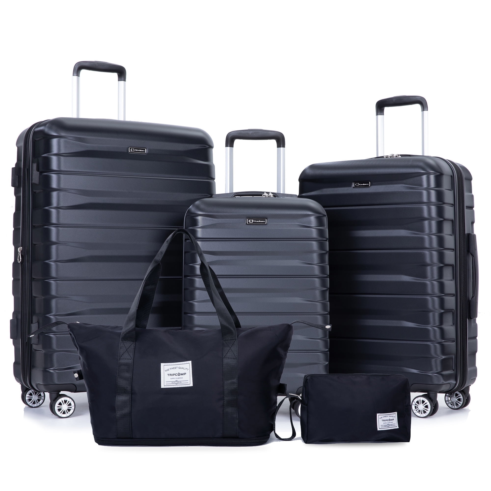 Tripcomp Luggage Sets 5 Piece Duffel Bag,Hardside Travel Luggage (20/24/28) with TSA Lock,Suitcase with Spinner Wheels.(Black)