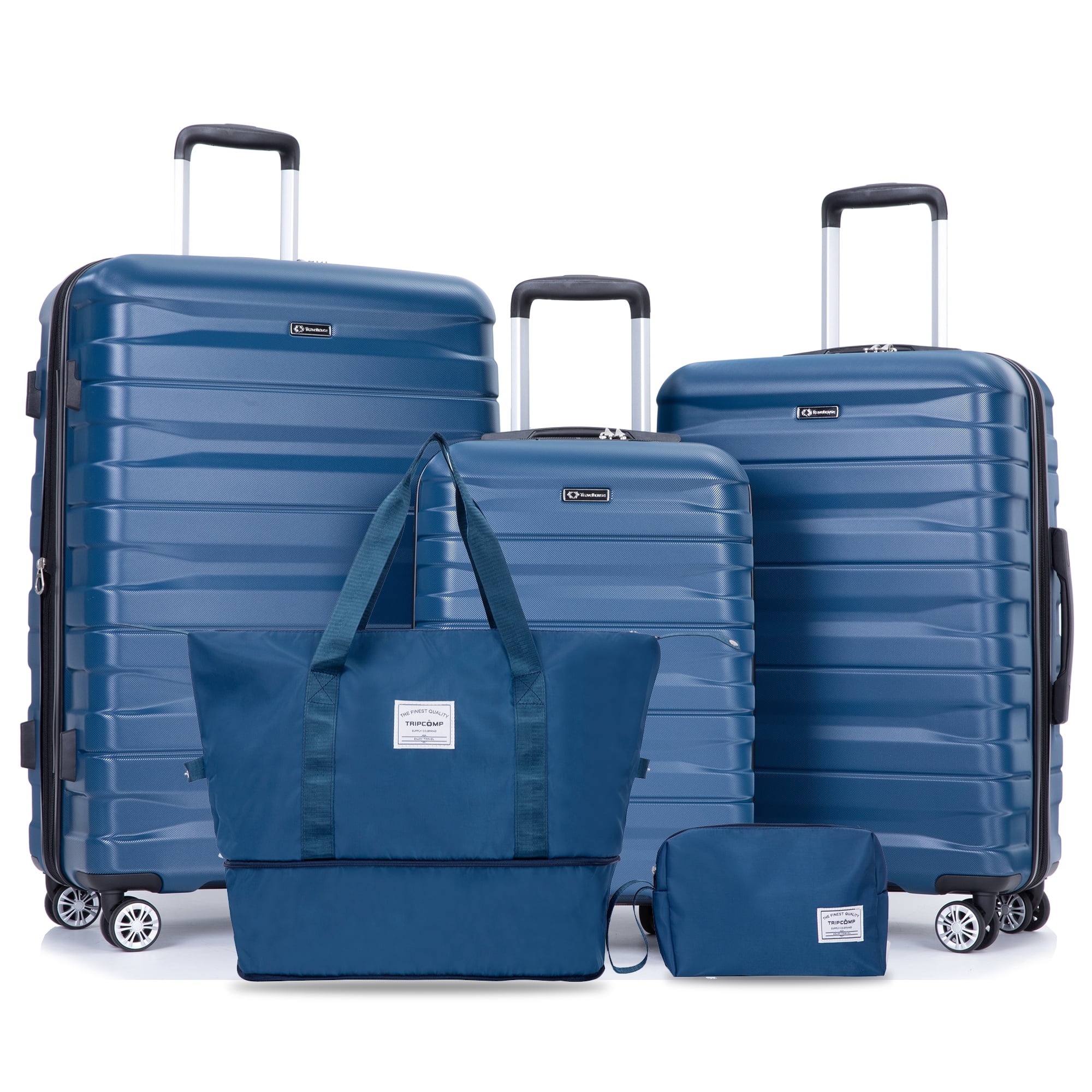 Tripcomp 5-Piece Hardside Luggage Set with Duffel Bag & Spinner Wheels, 20/24/28 Inch Lightweight ABS Suitcases with TSA Lock,Dark Blue