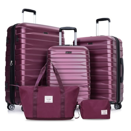 Tripcomp Luggage Sets 5 Piece Duffel Bag,Hardside Travel Luggage (20/24/28) with TSA Lock,Suitcase with Spinner Wheels.(Wine Red)