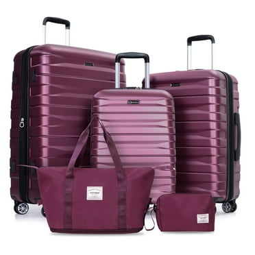 Tripcomp Luggage Sets 5 Piece Duffel bag,Hardside Travel Luggage set (20/24/28) with TSA Lock,Expandable Suitcase Set with Spinner Wheels.(Wine Red)