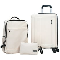 Tripcomp 3 Piece Carry-on Luggage Sets, Hardside Suitcase with Spinner Wheels,Travel Backpack and a Packing Cube (White)