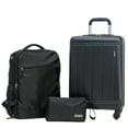 thumbnail image 1 of Tripcomp 3 Piece Carry-on Luggage Sets, Hardside Suitcase with Spinner Wheels,Travel Backpack and a Packing Cube (Black), 1 of 8