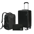 thumbnail image 1 of Tripcomp 3 Piece Carry-on Luggage Sets, Hardside Suitcase with Spinner Wheels,Travel Backpack and a Packing Cube (Black), 1 of 13
