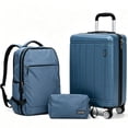 thumbnail image 1 of Tripcomp 3 Piece Carry-on Luggage Sets, Hardside Suitcase with Spinner Wheels,Travel Backpack and a Packing Cube (Blue), 1 of 14