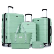Tripcomp 5-Piece Hardside Luggage Set with Duffel Bag & Spinner Wheels, 20/24/28 Inch Lightweight ABS Suitcases with TSA Lock, Light Green