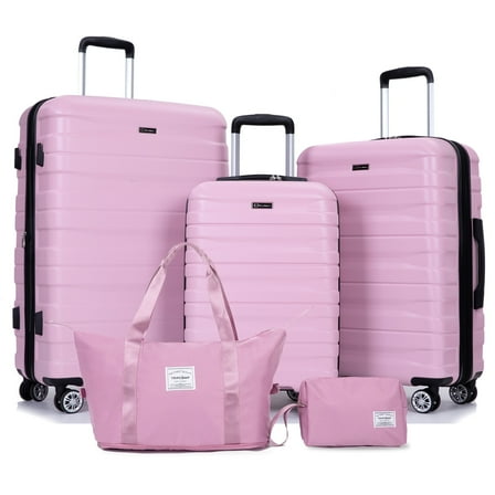 Tripcomp Luggage Sets 5 Piece Duffel Bag,Hardside Travel Luggage (20/24/28) with TSA Lock,Suitcase with Spinner Wheels.(Pink)