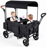 Tripland Wagon Stroller for 2 Kids,Stroller Wagon Baby Stroller with Canopy, Black