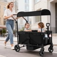 thumbnail image 1 of Tripland Wagon Stroller for Kids, 2-Seater Outdoor Baby Stroller with Canopy,Pull & Push Handle,Black, 1 of 11