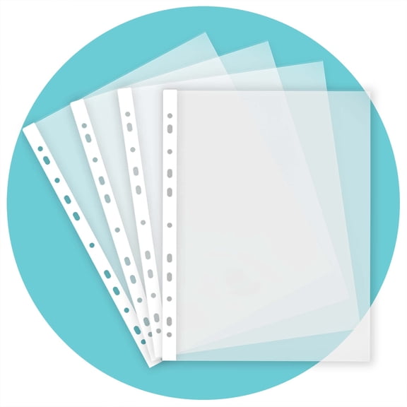 Triplast 50 x A4 Punched Pockets - Transparent & Top Opening for Easy Access - Poly File Pockets & Clear Plastic Sleeves for Organising Letters & Documents in Lever Arch Files, Ring Binders, etc