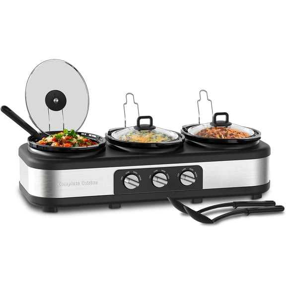 Triple 2.5 QT Slow Cooker & Buffet Server