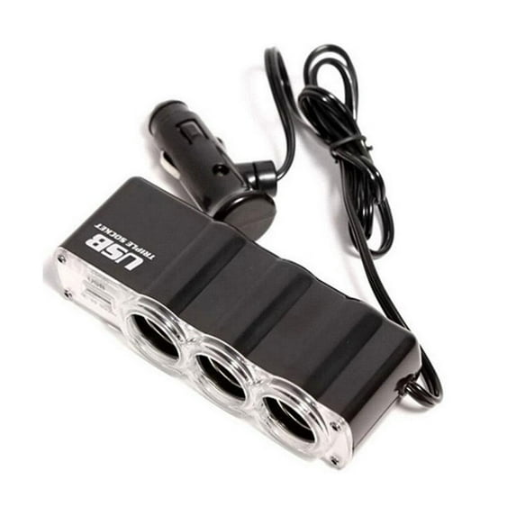 Triple 3 Way Car 12v Lighter Socket Splitter USB Charger Adapter A8 Power G6H9