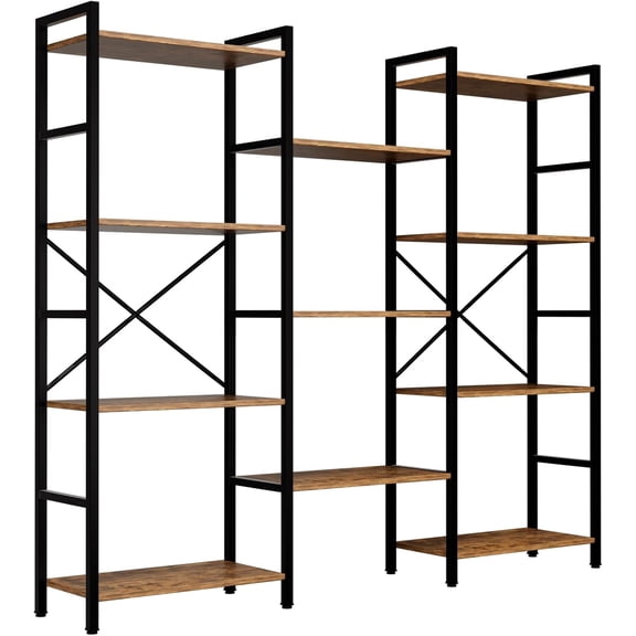 Triple 4 Tier Book Shelf, Modern Bookcase Shelf, Freestanding Large Display Shelves for Living Room/Office/Garage, Stable Large Bookshelf with Storage for Books/LEGO/Plants