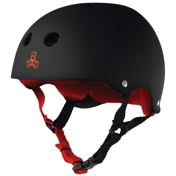 Triple 8 Skater Hardened Skate Helmet w/ Sweatsaver Liner, Black & Red - Small