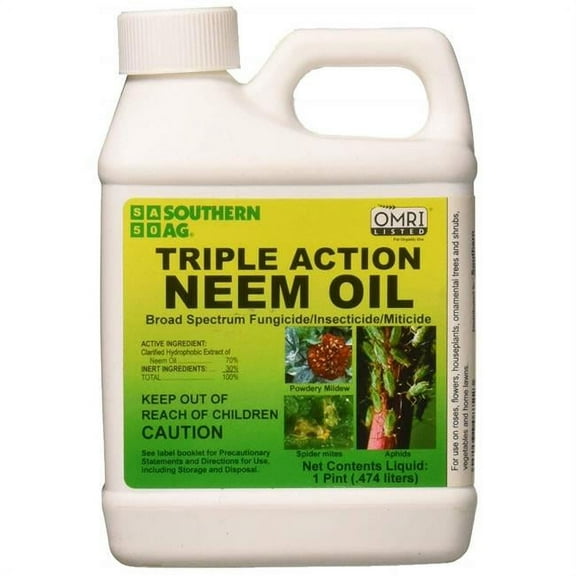 Triple Action Neem Oil Fungicide/Insecticide/Miticide 16 fl oz Bottle by Southern Ag