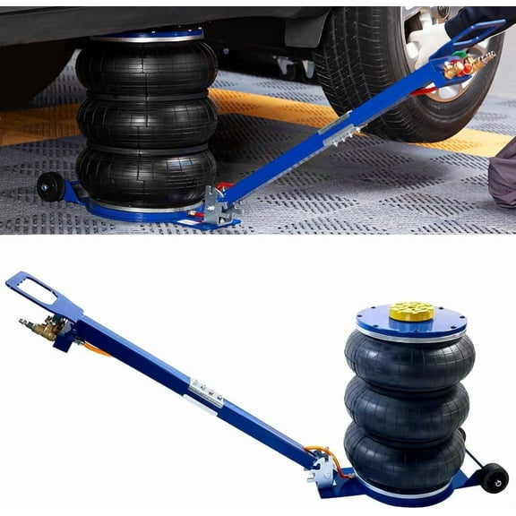 Triple Air Bag Jack Lift for Heavy Duty Cars, 5 Ton/11000 lbs, Air Bag Jack Lift Up to 15.75", Adjustable Long Handle, 3S Fast Air Bag Jacks - Blue