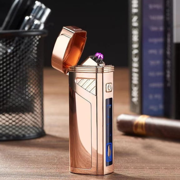Triple-Arc Electric Lighter with Digital Display,2-in-1 Opener Windproof USB Lighter Flameless Plasma Lighter Rechargeable USB Lighter with Digital Battery Indicator