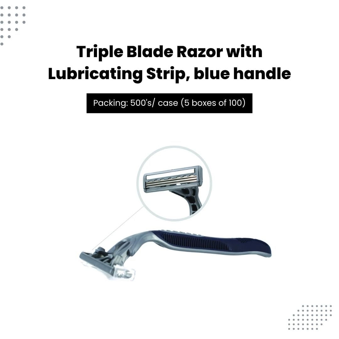 Triple Blade Razor with Lubricating Strip, blue handle FreshScent 500's units/cs