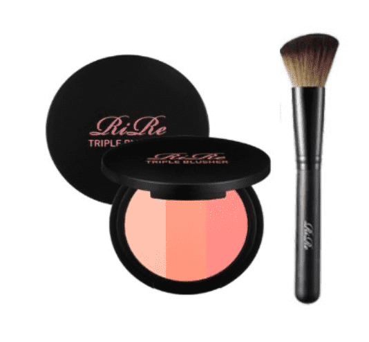 Triple Blusher palette Set (1 Palette + 1 Brush)