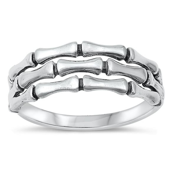 Triple Bone Goth Death Ring .925 Sterling Silver Band Jewelry Female Male Unisex Size 9