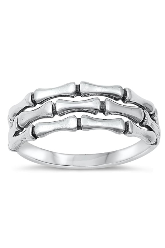 Triple Bone Goth Death Ring .925 Sterling Silver Band Jewelry Female Male Unisex Size 9