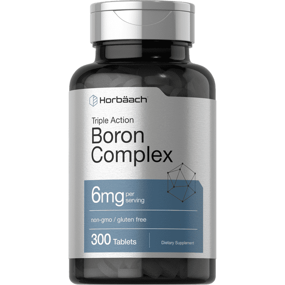 Triple Boron Complex 6 mg | 300 Tablets | Non-GMO and Gluten Free Supplement | by Horbaach