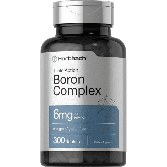 Triple Boron Complex 6 mg | 300 Tablets | Non-GMO and Gluten Free Supplement | by Horbaach