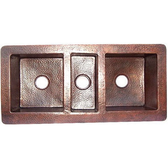 Triple Bowl Hammered Copper Kitchen Sink