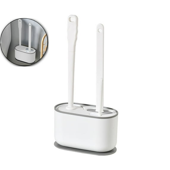 Triple-Brush Toilet Bowl Cleaner, Multifunctional Bathroom Scrub Set, Ventilated Base Toilet Brush Kit for Home Hygiene Use