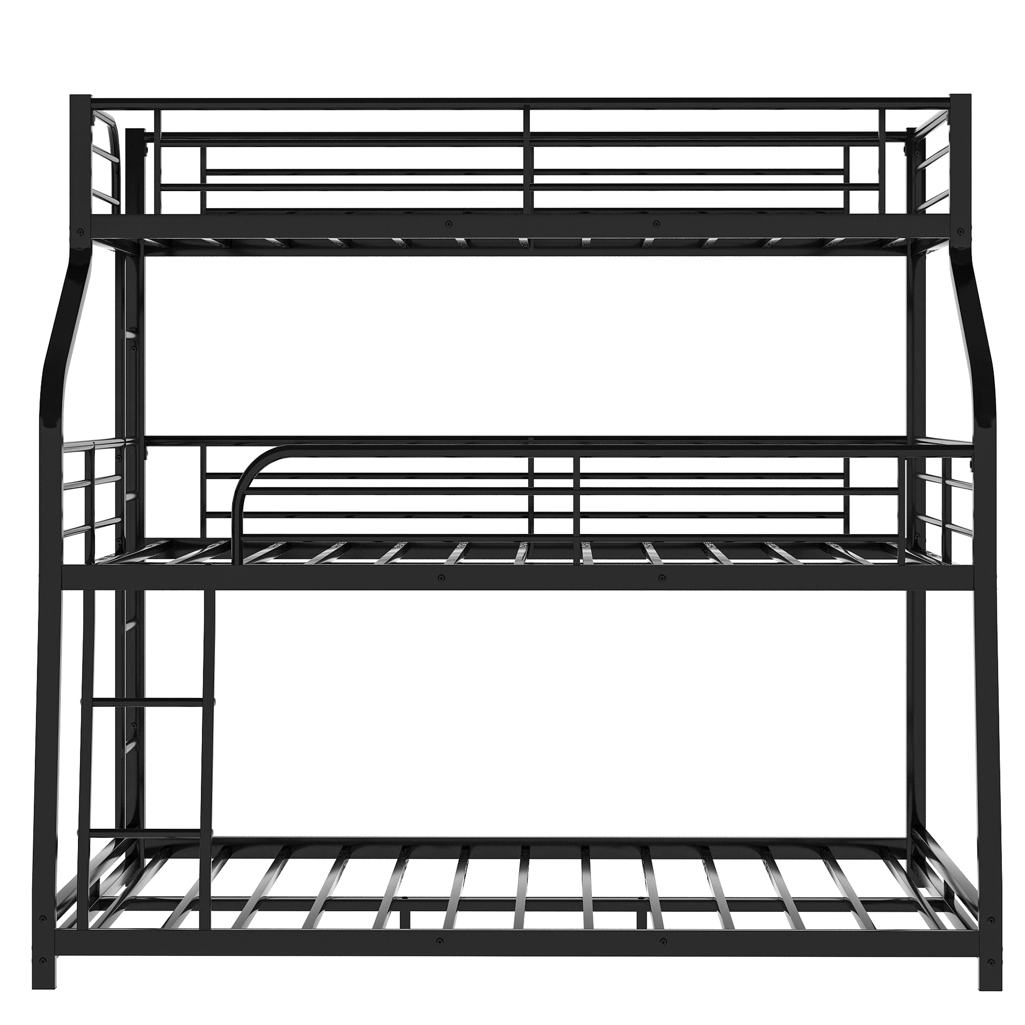 Triple Bunk Bed with Ladder and Guardrails, No Spring Box Needed Bunk