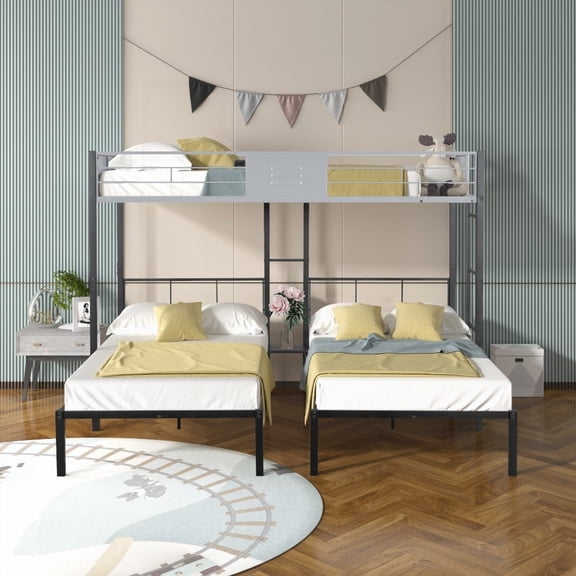 Triple Bunk Bed with Resilient Metal Frame & Noise-Free Slats