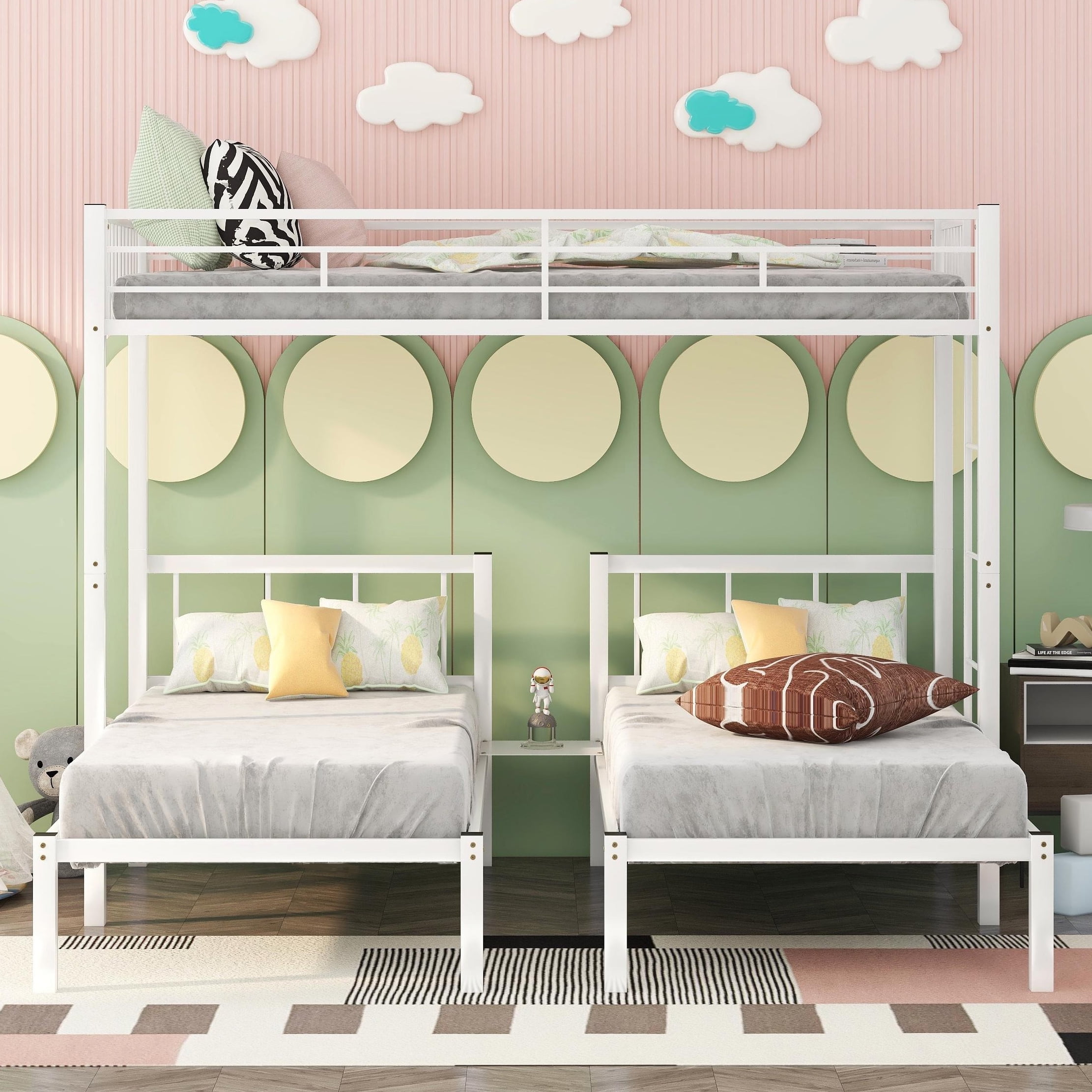 Triple Bunk Beds, Metal Twin XL over Twin & Twin Bunk Bed for 3, Kids Triple Bunk Can be