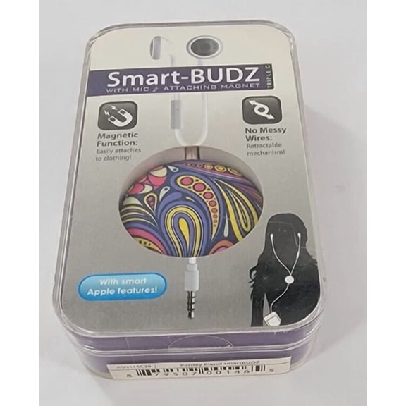 Triple C Paisley Blend Smart Budz With Mic Earbuds -Magnetic ~ New