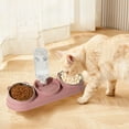 thumbnail image 1 of Triple Cat Bowls for Food and Water,15 Tilt 3-in-1 Water Feeder Bowls with Automatic Water Bottle Bowl,Gravity Feeder Cat Dry Food and Water Set for Indoor, 1 of 6