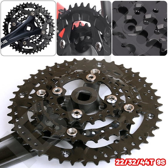 Triple Chainring UltraLight Crankset For Mountain Bicycle, Bike Crankset High Gear Options 22/32/44T Two-Speed Design 2X9-Speed Configuration With Precise Sprocket Hole Diameter,