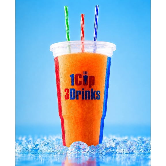 Triple Chamber Drinking Cup - 1 Cup 3 Drinks 24oz, BPA-Free Plastic Cups for Outdoor Events