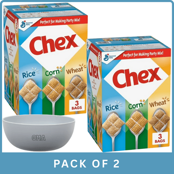 Triple Chex Rice Cereal (54.25 oz)-2pk, With Olive White Bowl By OMA