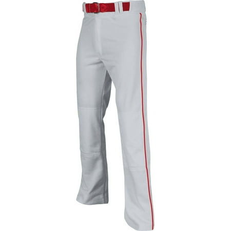 Triple Crown Open-Bottom Baseball Pants with Braid, Adult 3X-Large, Grey with Scarlet Braid