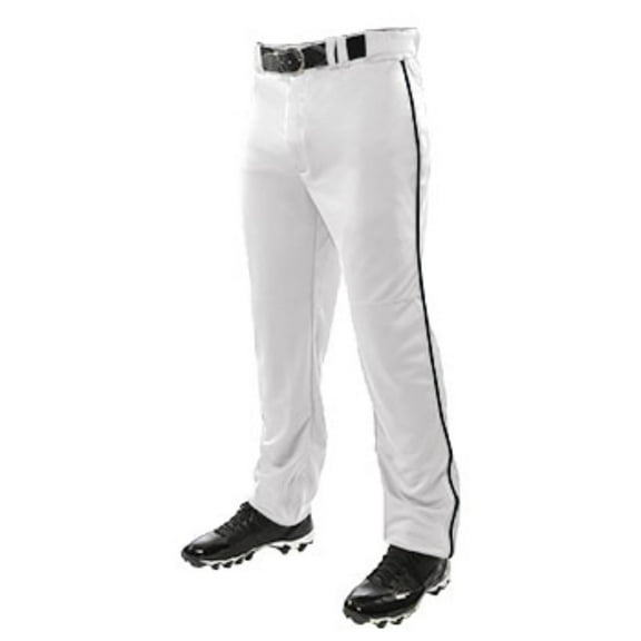 Triple Crown Open-Bottom Baseball Pants with Braid, Adult 3X-Large, White with Black Braid