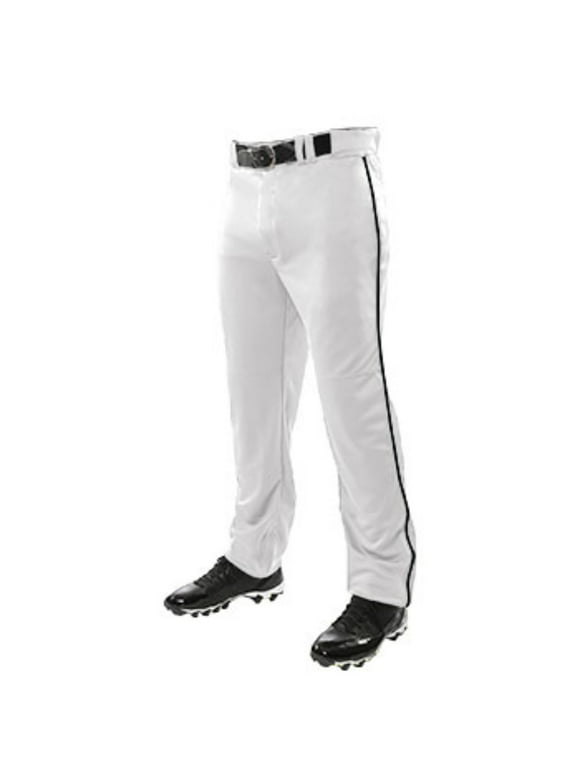 Triple Crown Open-Bottom Baseball Pants with Braid, Adult 3X-Large, White with Black Braid