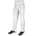 thumbnail image 1 of Triple Crown Open-Bottom Baseball Pants with Braid, Adult Large, White with Scarlet Braid, 1 of 5