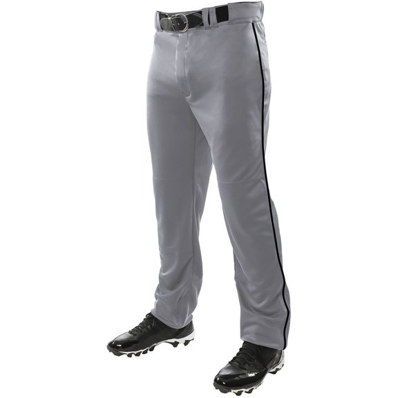 Triple Crown Open-Bottom Baseball Pants with Braid, Adult Small, Graphite with Black Braid