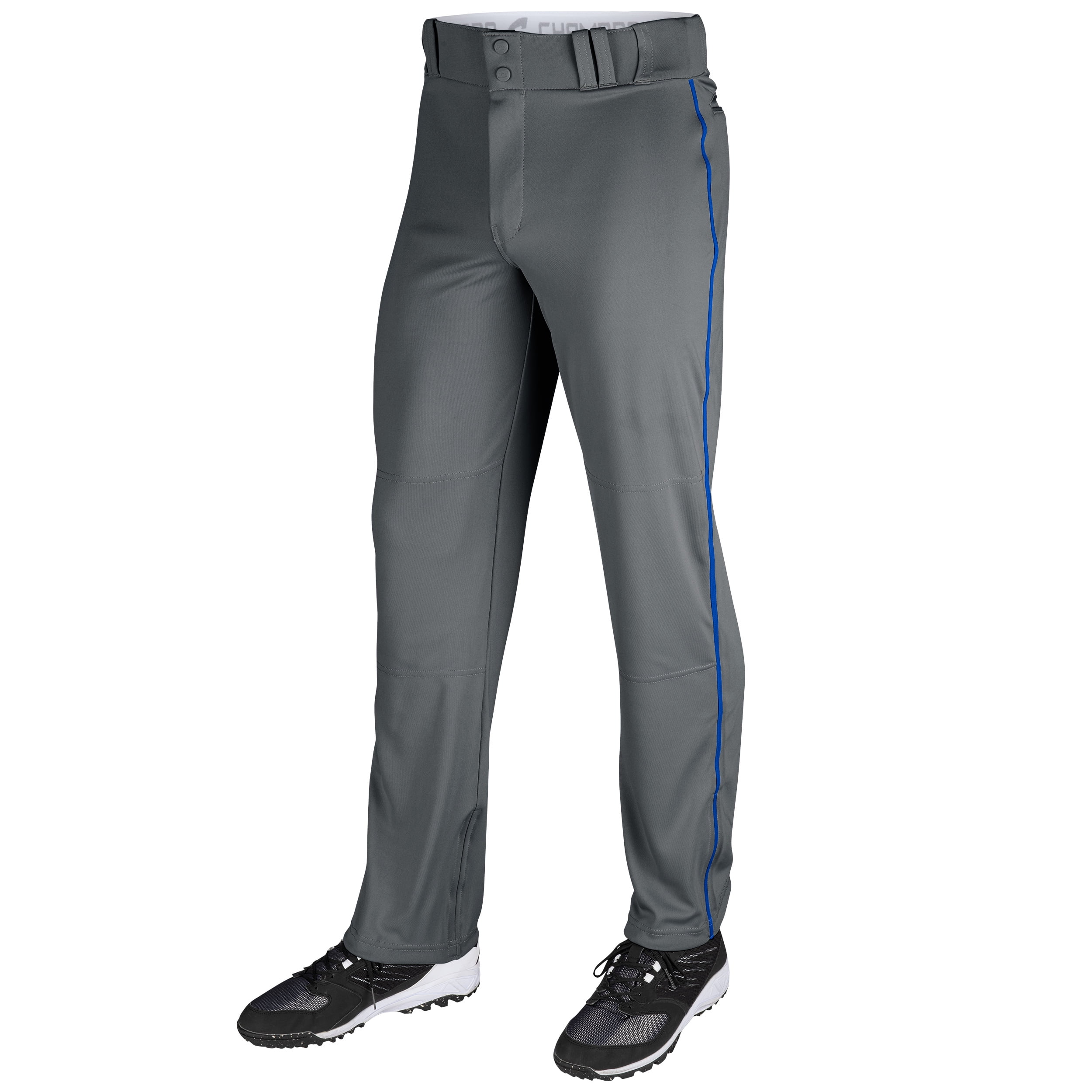 Triple Crown Open-Bottom Baseball Pants with Braid, Youth X-Small, Graphite with Royal Braid
