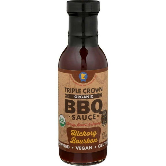 Triple Crown Organic Hickory Bourbon BBQ Sauce, 14 Fluid Ounce -- 6 per case.