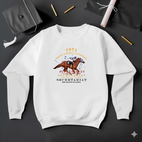 Triple Crown Secretariat 1973 Horse Racing Legend Retro Sweatshirt V41512, up to size 5XL
