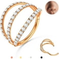 thumbnail image 1 of Triple/Double Hoop Nose Ring - 316L Stainless Steel Septum Clicker 16G/18G/20G CZ Conch Piercing Jewelry Septum Clicker Rings Cartilage Earring Helix Rook Tragus Gold/Black/Silver/Rose Gold, 1 of 12