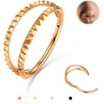 thumbnail image 1 of Triple/Double Hoop Nose Ring - 316L Stainless Steel Septum Clicker 16G/18G/20G CZ Conch Piercing Jewelry Septum Clicker Rings Cartilage Earring Helix Rook Tragus Gold/Black/Silver/Rose Gold, 1 of 12