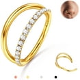thumbnail image 1 of Triple/Double Hoop Nose Ring - 316L Stainless Steel Septum Clicker 16G/18G/20G CZ Conch Piercing Jewelry Septum Clicker Rings Cartilage Earring Helix Rook Tragus Gold/Black/Silver/Rose Gold, 1 of 12